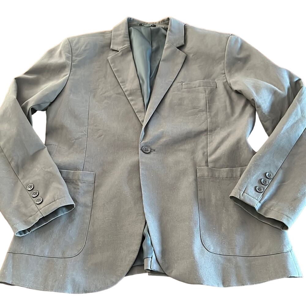 Coofandy Mens M Gray Linen Blend Blazer Suit Jacket